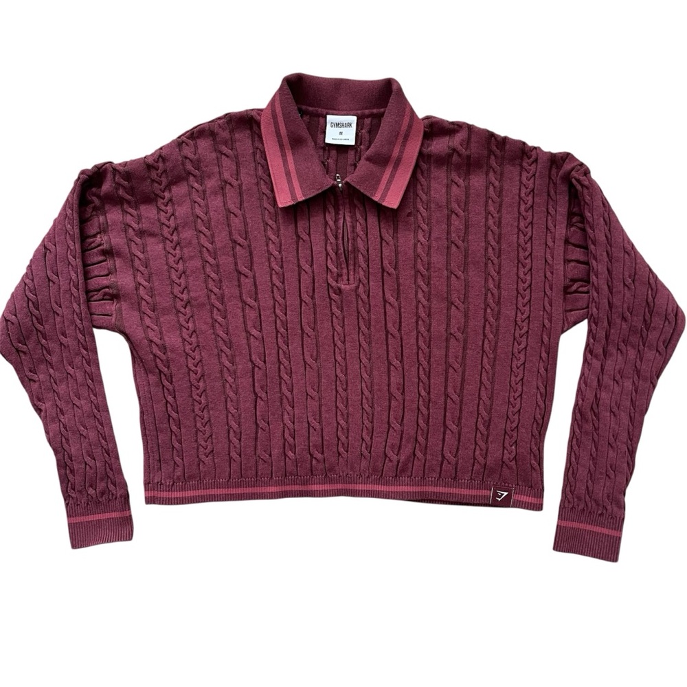 NWOT GymShark Cable Knit Cropped Sweater Pullover Organic Cotton Size M - Picture 3 of 9